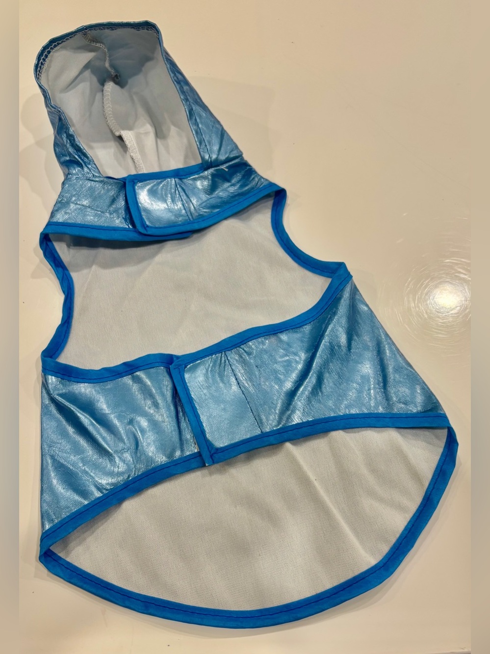 Light Metallic Blue Raincoat with Hoodie for Small Dogs